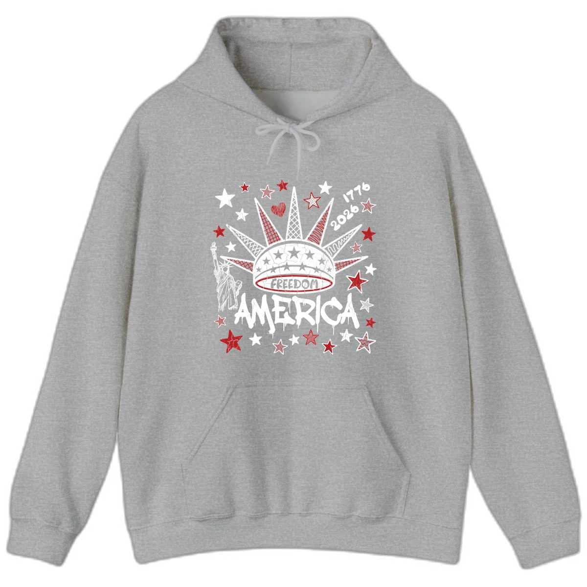 America's 250th Freedom Celebration Est 1776 2026 Hoodie in Sport Grey