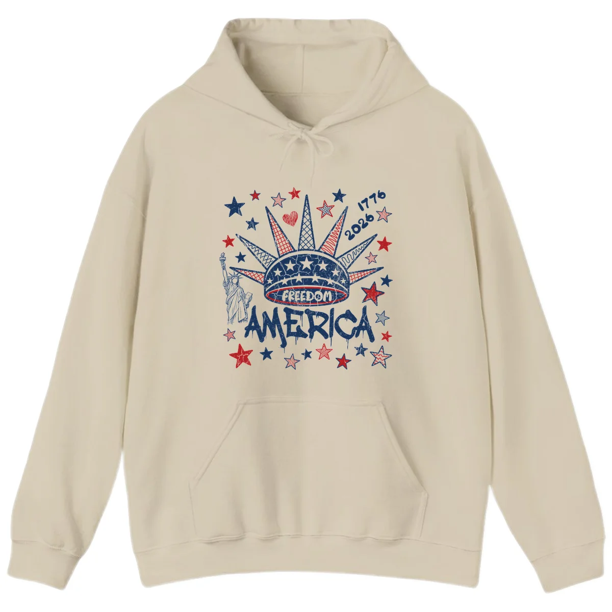 America's 250th Freedom Celebration Est 1776 2026 Hoodie in Sand