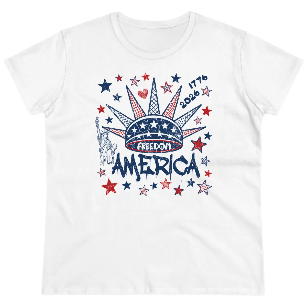 America's 250th Freedom Celebration Est 1776 2026 Ladies Tee in White