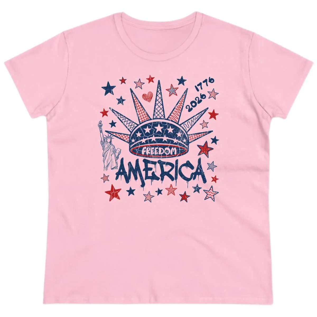 America's 250th Freedom Celebration Est 1776 2026 Ladies Tee in Light Pink