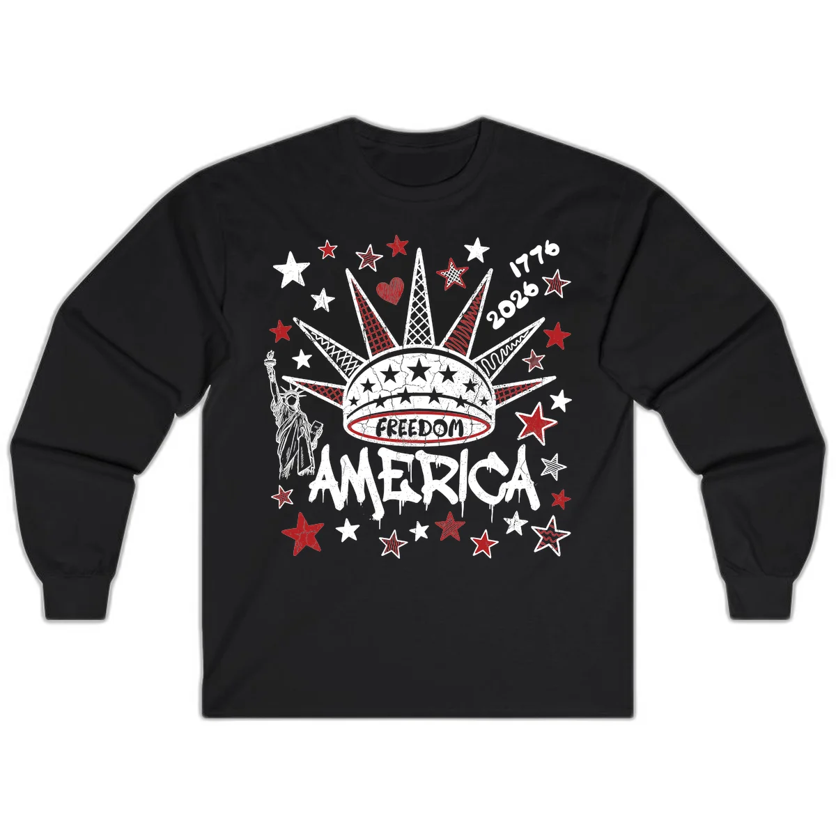 America's 250th Freedom Celebration Est 1776 2026 Long Sleeve in Black