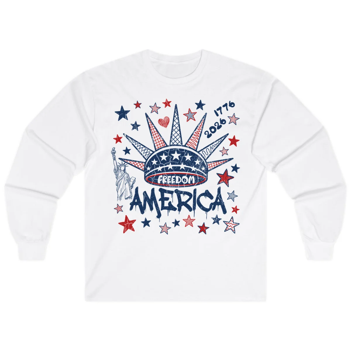 America's 250th Freedom Celebration Est 1776 2026 Long Sleeve in White