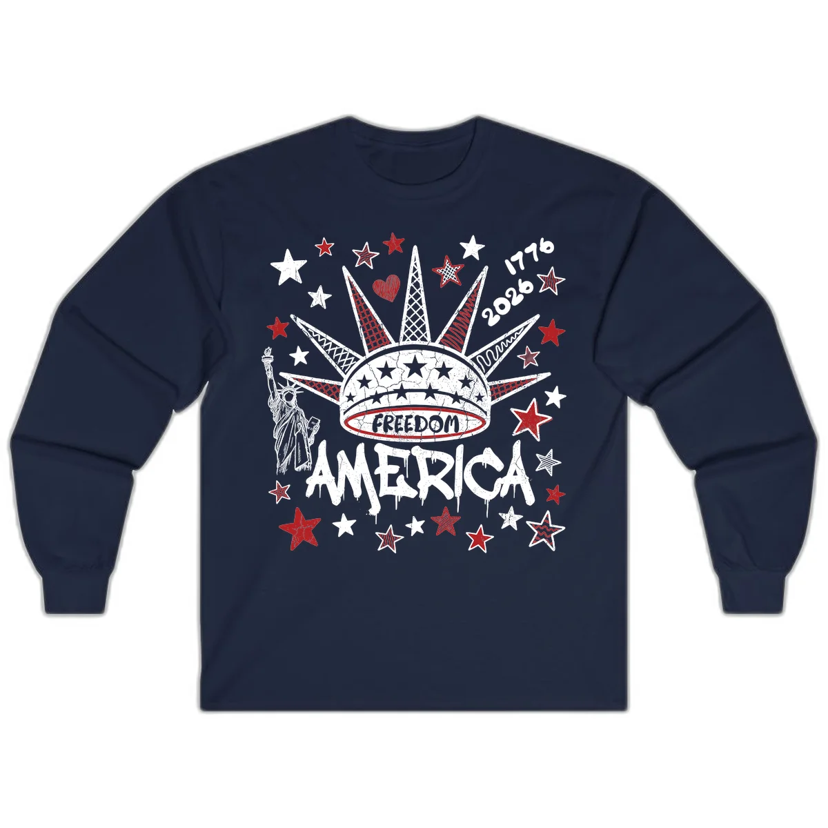 America's 250th Freedom Celebration Est 1776 2026 Long Sleeve in Navy
