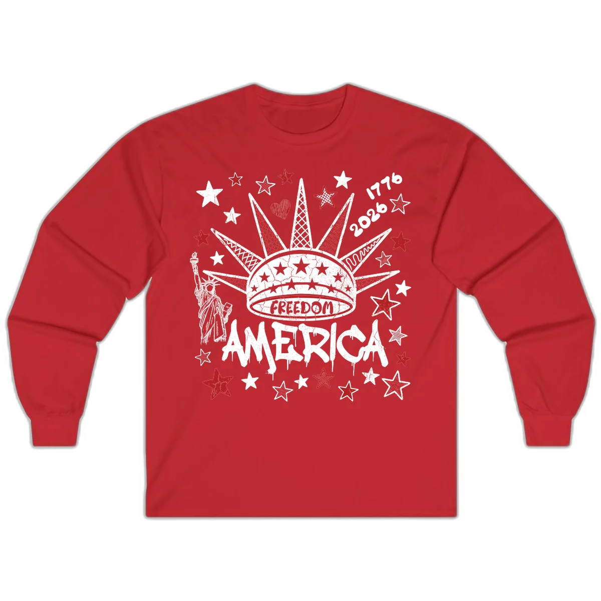America's 250th Freedom Celebration Est 1776 2026 Long Sleeve in Red