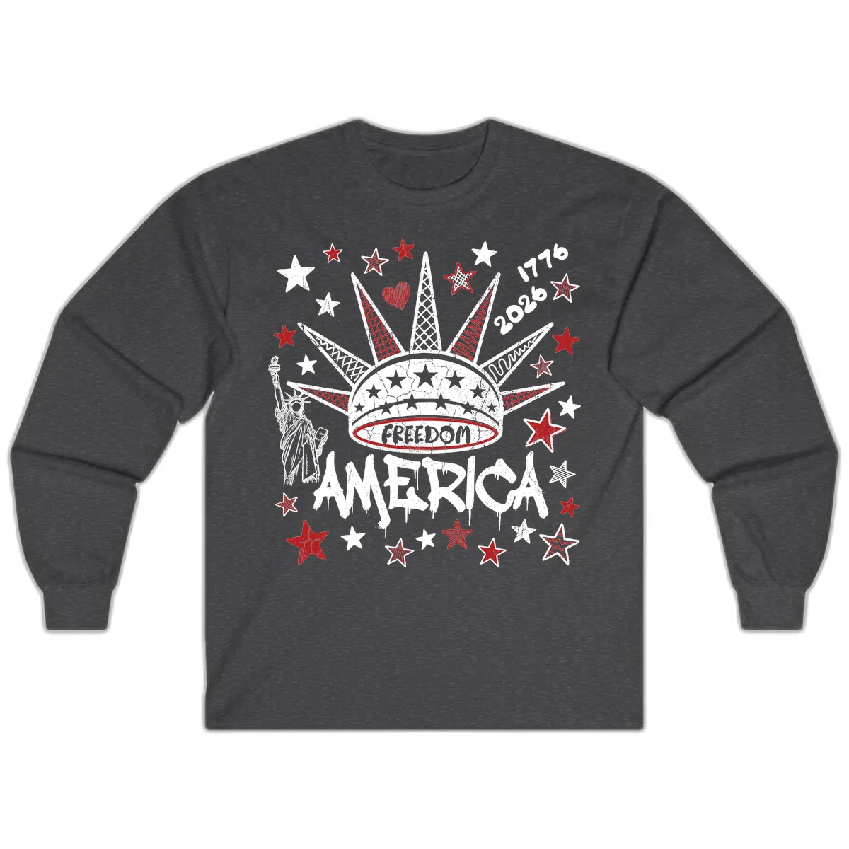 America's 250th Freedom Celebration Est 1776 2026 Long Sleeve in Dark Heather