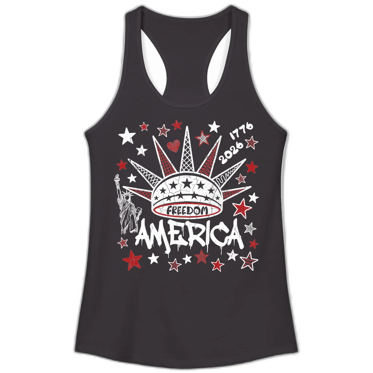 America's 250th Freedom Celebration Est 1776 2026 Ladies Tank in Black