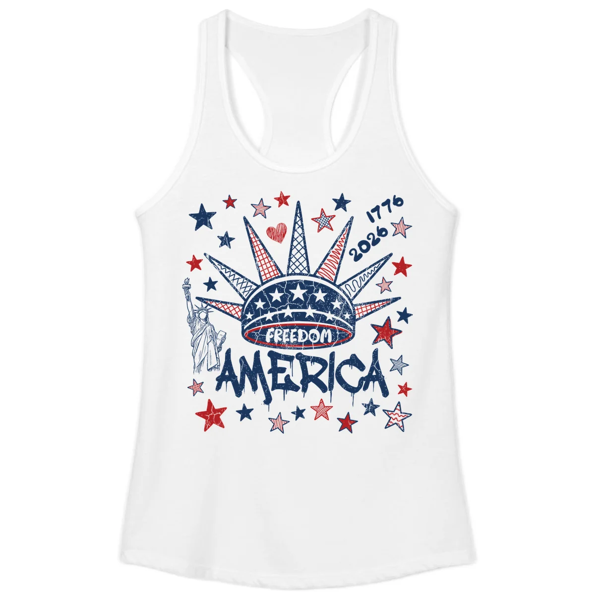America's 250th Freedom Celebration Est 1776 2026 Ladies Tank in White