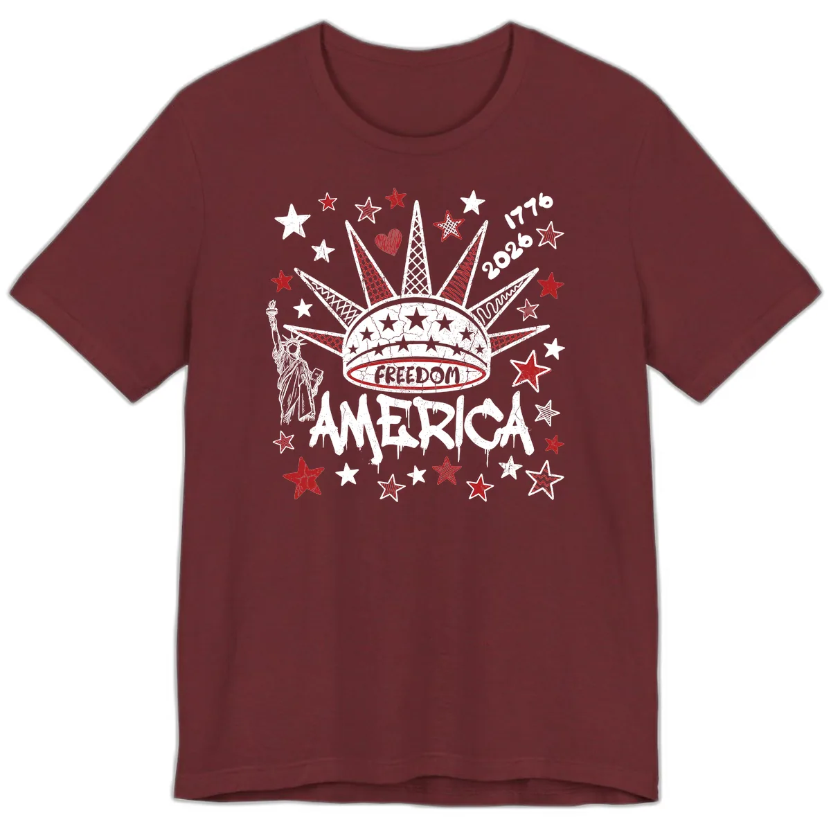 America's 250th Freedom Celebration Est 1776 2026 Premium T-Shirt in Heather Cardinal