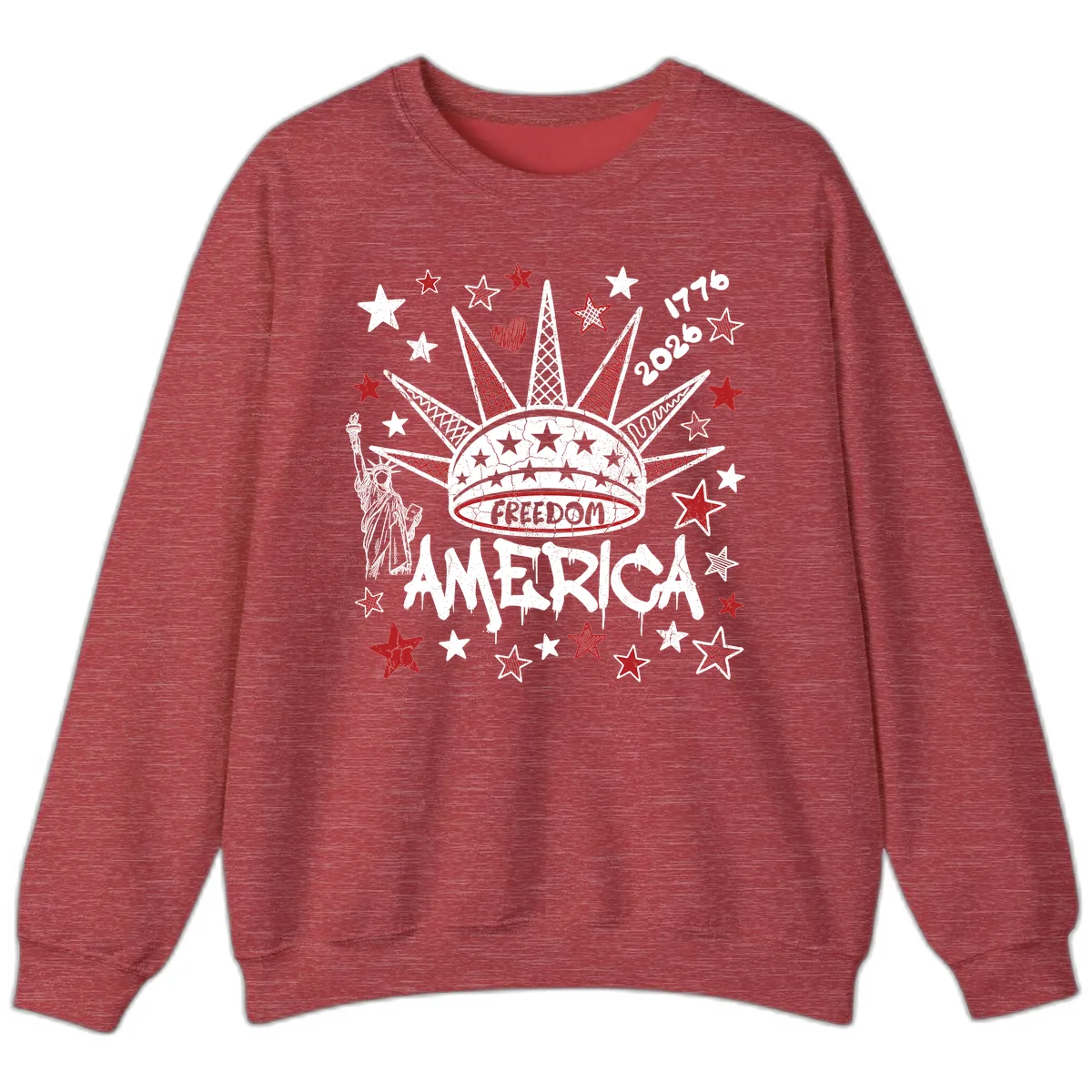 America's 250th Freedom Celebration Est 1776 2026 Sweatshirt in Heather Scarlet Red