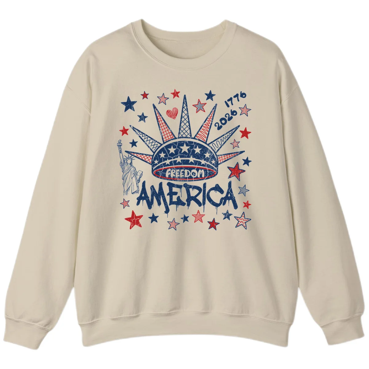 America's 250th Freedom Celebration Est 1776 2026 Sweatshirt in Sand