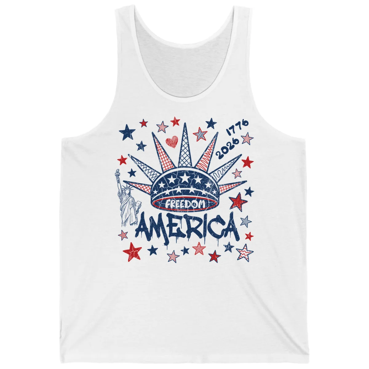 America's 250th Freedom Celebration Est 1776 2026 Tank in White