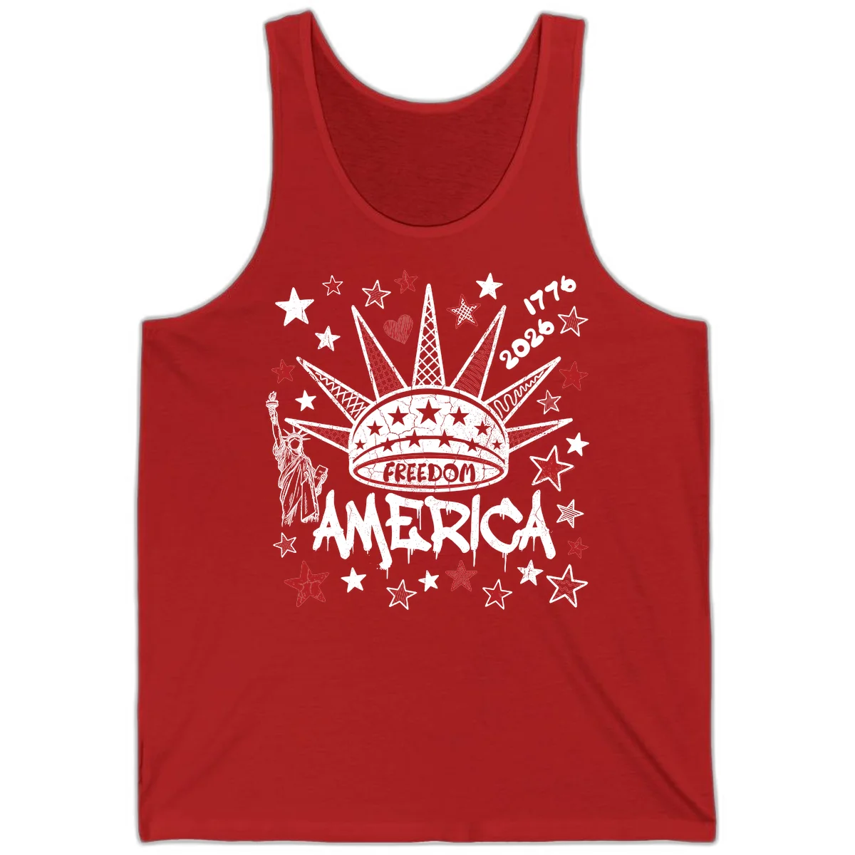 America's 250th Freedom Celebration Est 1776 2026 Tank in Red