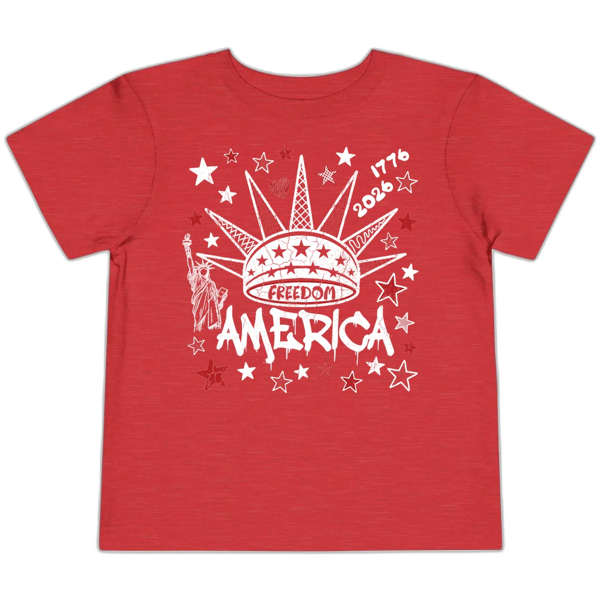 America's 250th Freedom Celebration Est 1776 2026 Toddler T-Shirt in Heather Red
