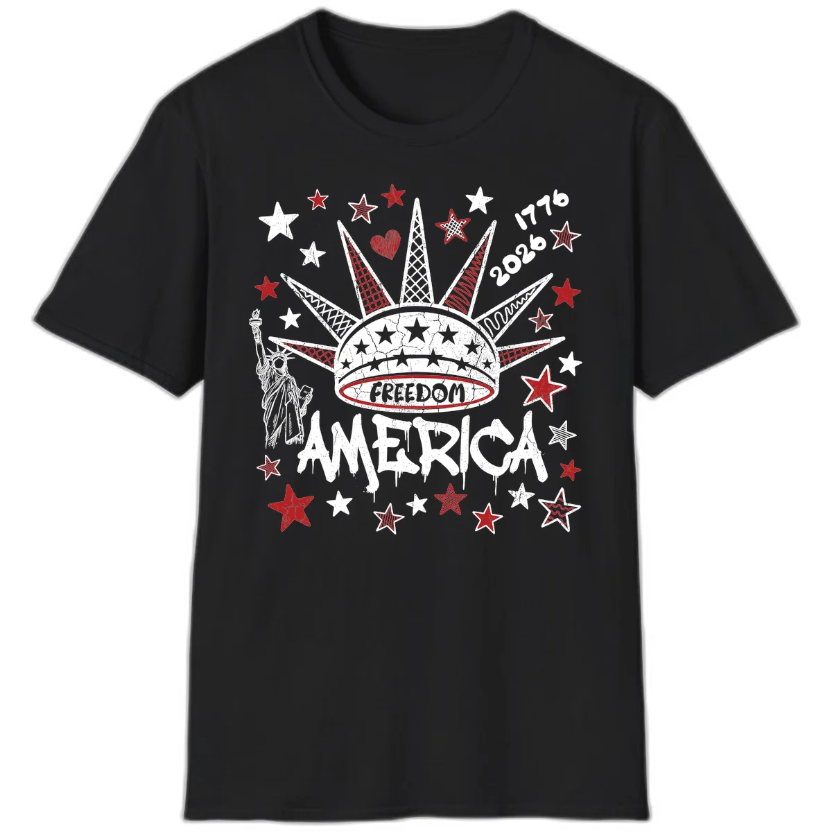 America's 250th Freedom Celebration Est 1776 2026 T-Shirt in Black