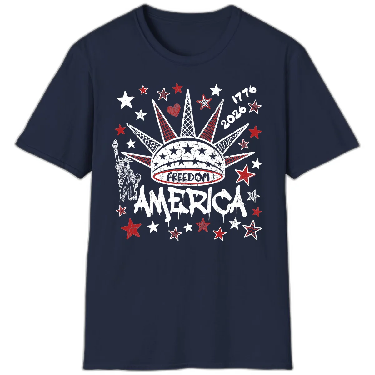 America's 250th Freedom Celebration Est 1776 2026 T-Shirt in Navy