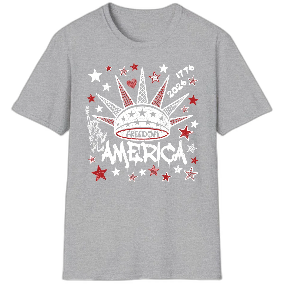 America's 250th Freedom Celebration Est 1776 2026 T-Shirt in Sport Grey