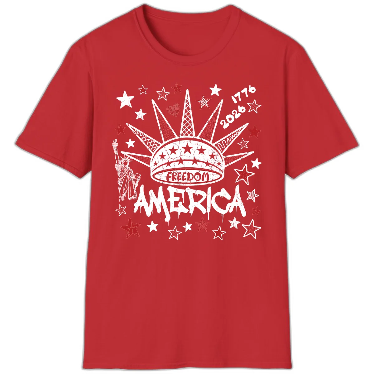 America's 250th Freedom Celebration Est 1776 2026 T-Shirt in Red