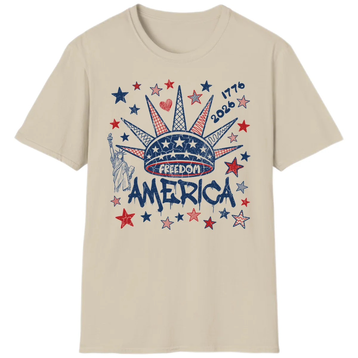 America's 250th Freedom Celebration Est 1776 2026 T-Shirt in Sand