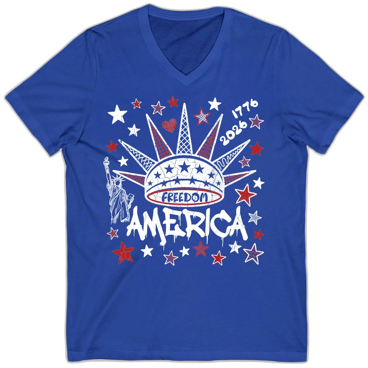 America's 250th Freedom Celebration Est 1776 2026 V-Neck in True Royal