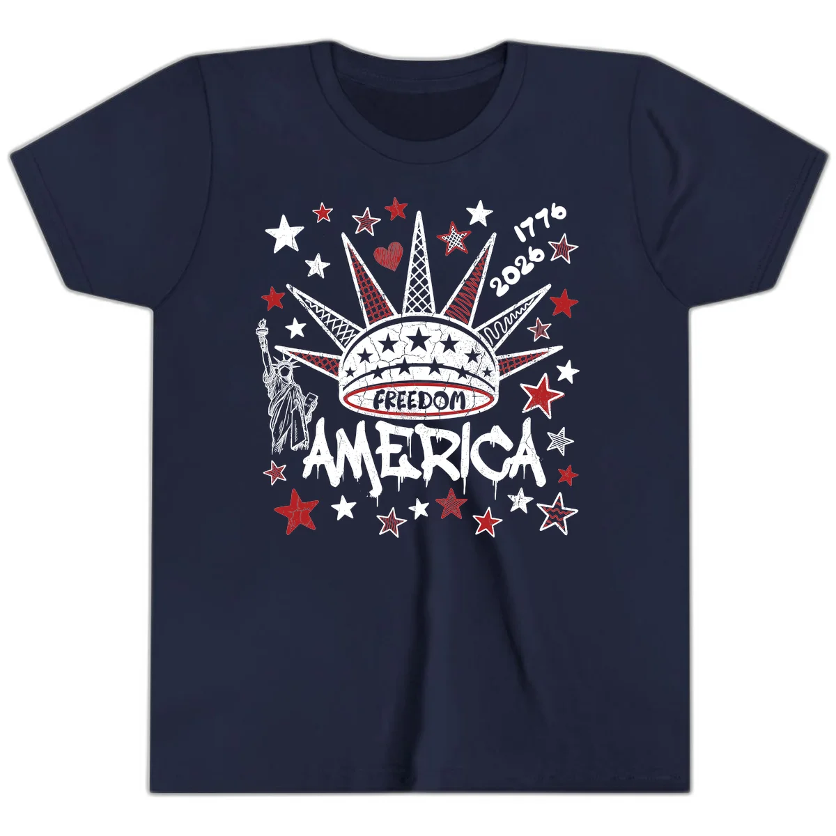 America's 250th Freedom Celebration Est 1776 2026 Youth T-Shirt in Navy
