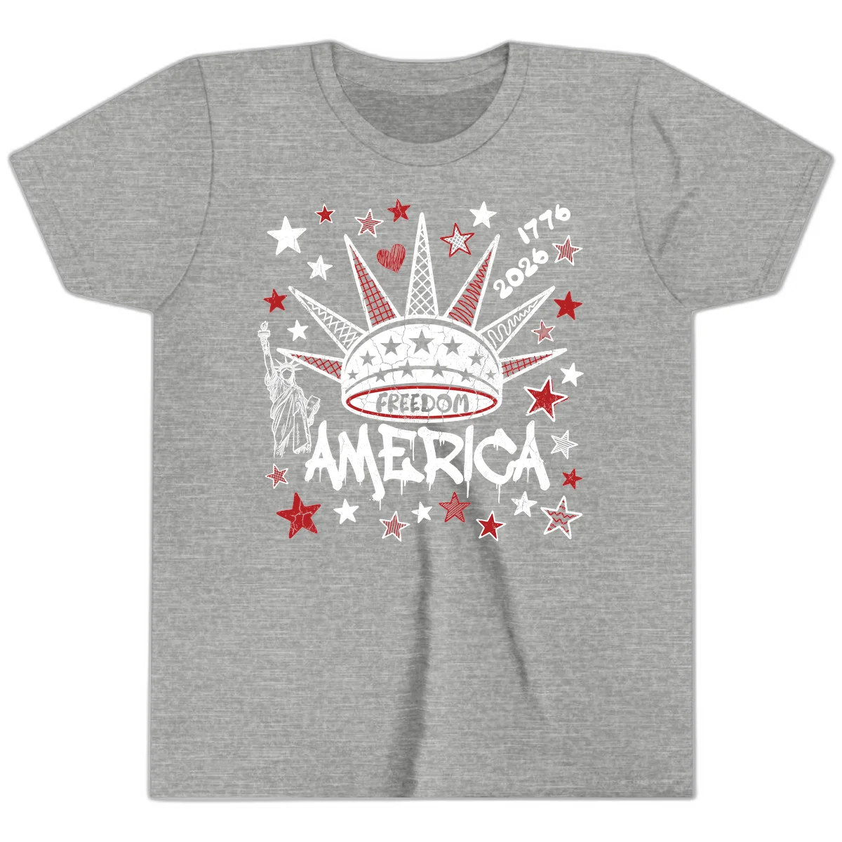 America's 250th Freedom Celebration Est 1776 2026 Youth T-Shirt in Athletic Heather
