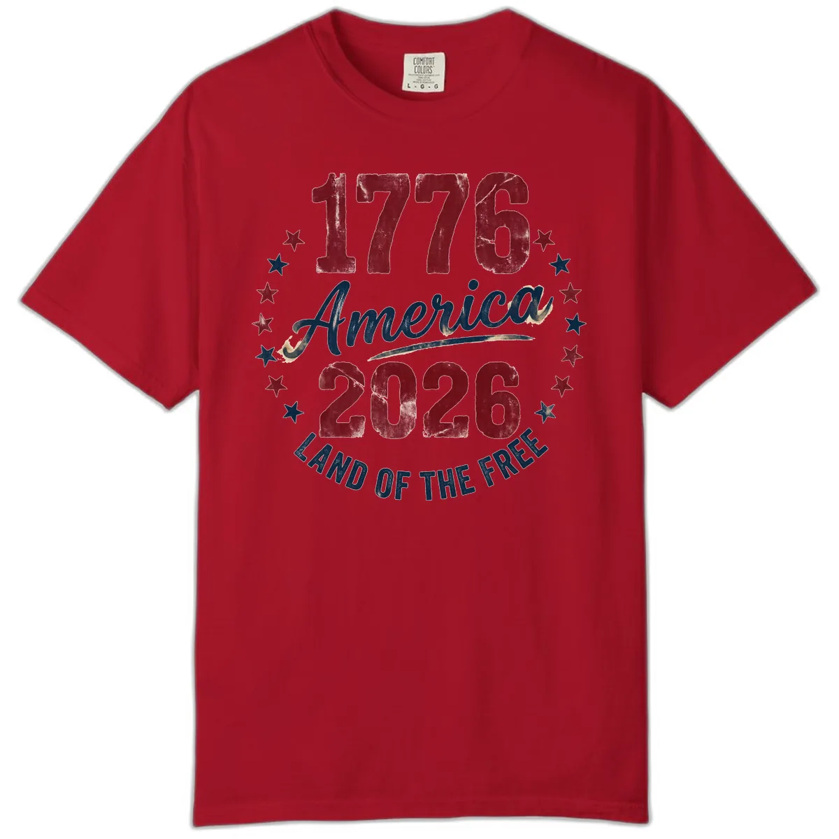 1776 America 2026 Land of the Free Commemoration Comfort Color in Red