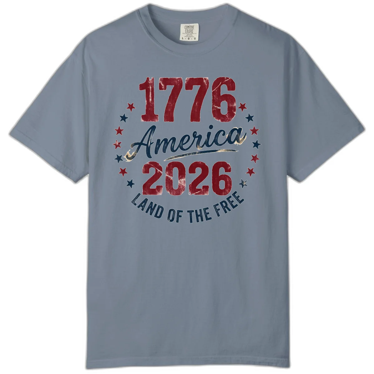 1776 America 2026 Comfort Tee in Blue Jean