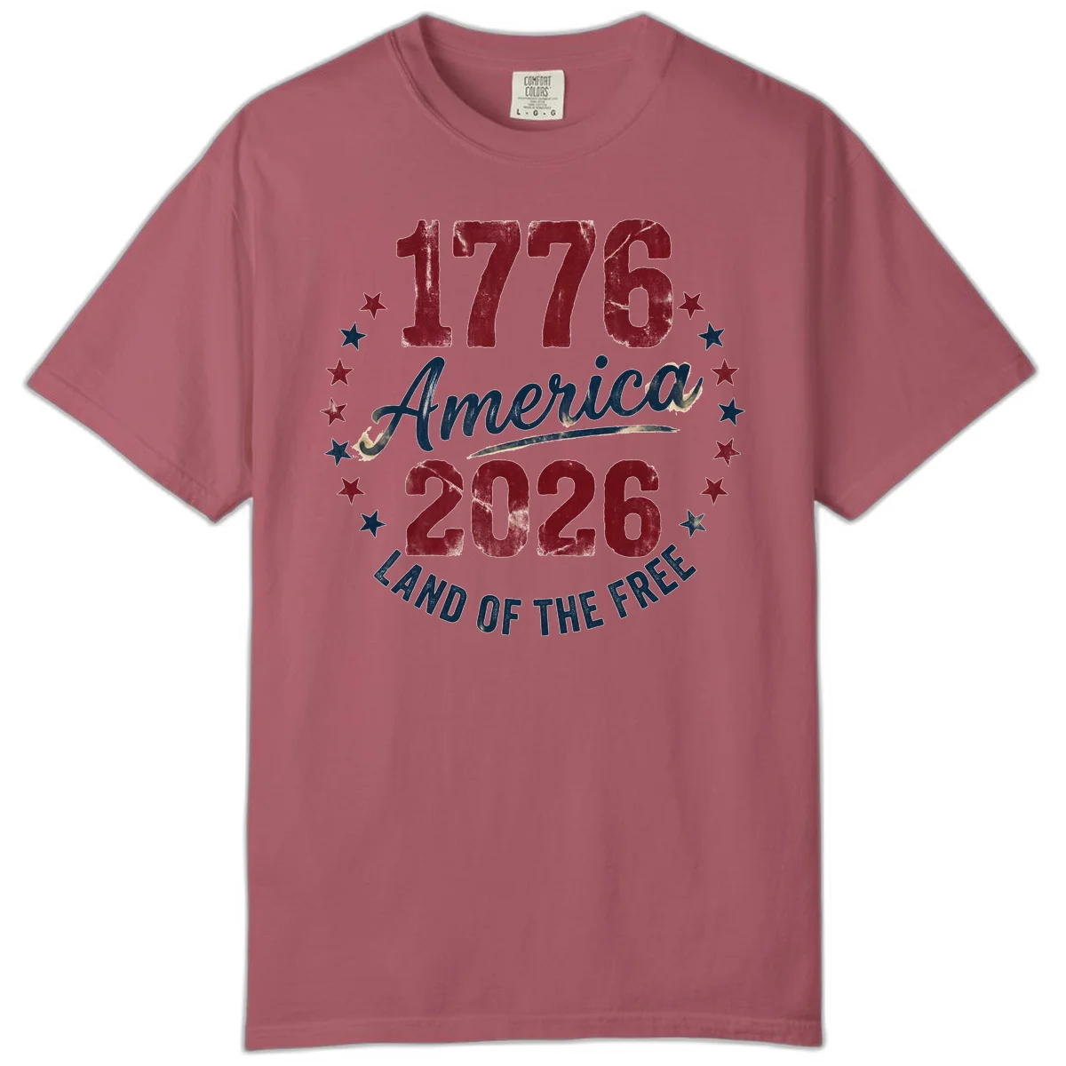 1776 America 2026 Comfort Tee in Crimson