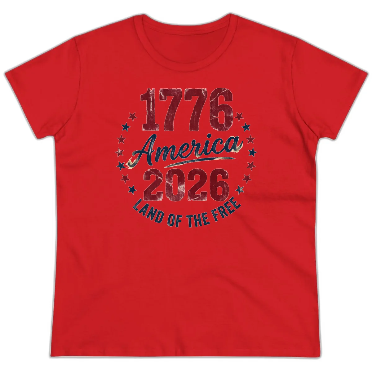 1776 America 2026 Ladies Tee in Red