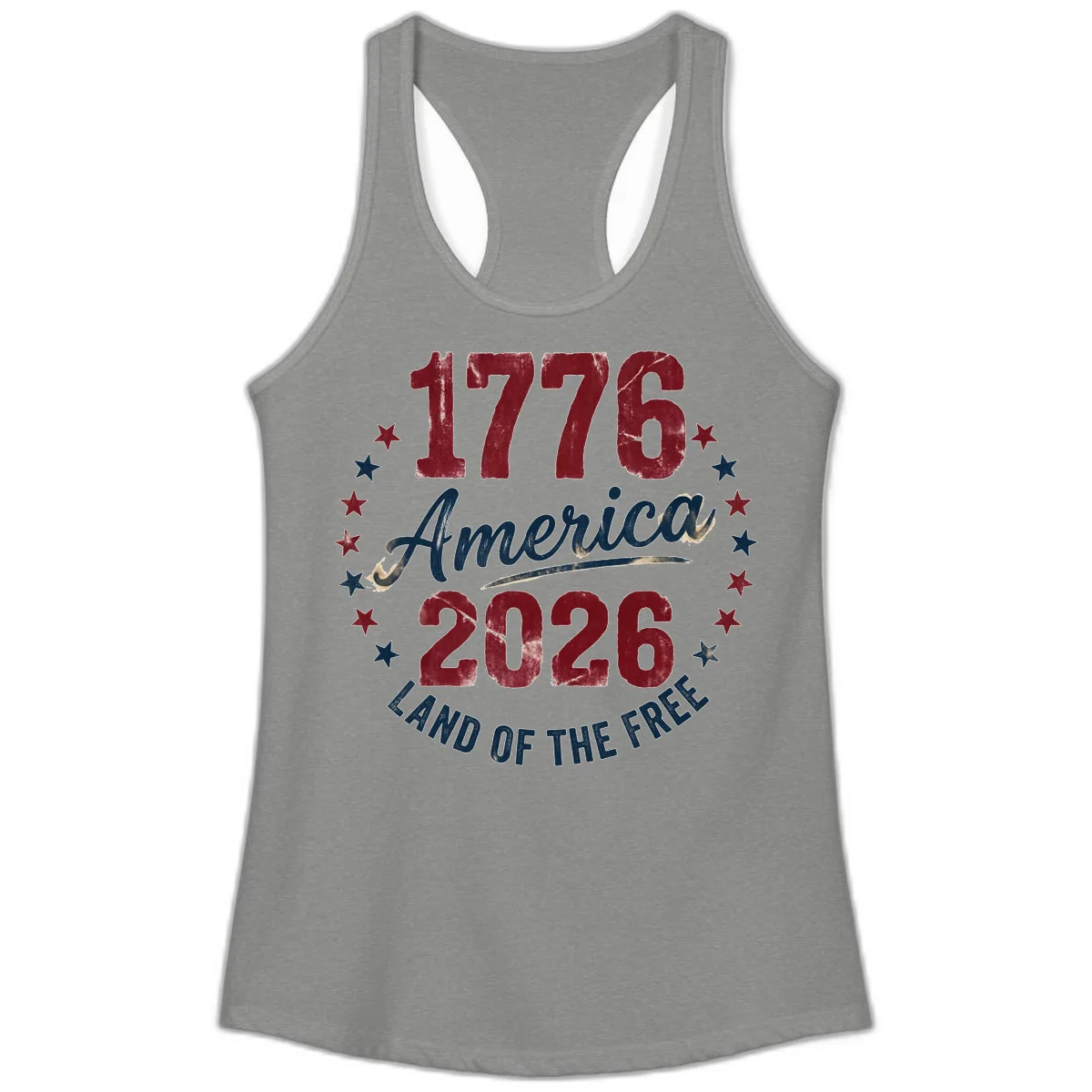1776 America 2026 Ladies Tank in Heather Grey