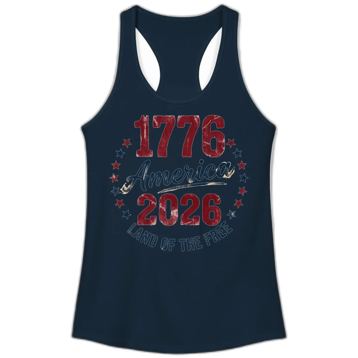 1776 America 2026 Ladies Tank in Solid Midnight Navy