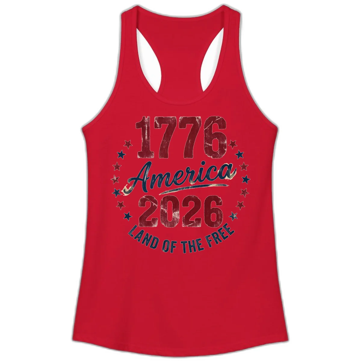 1776 America 2026 Ladies Tank in Solid Red