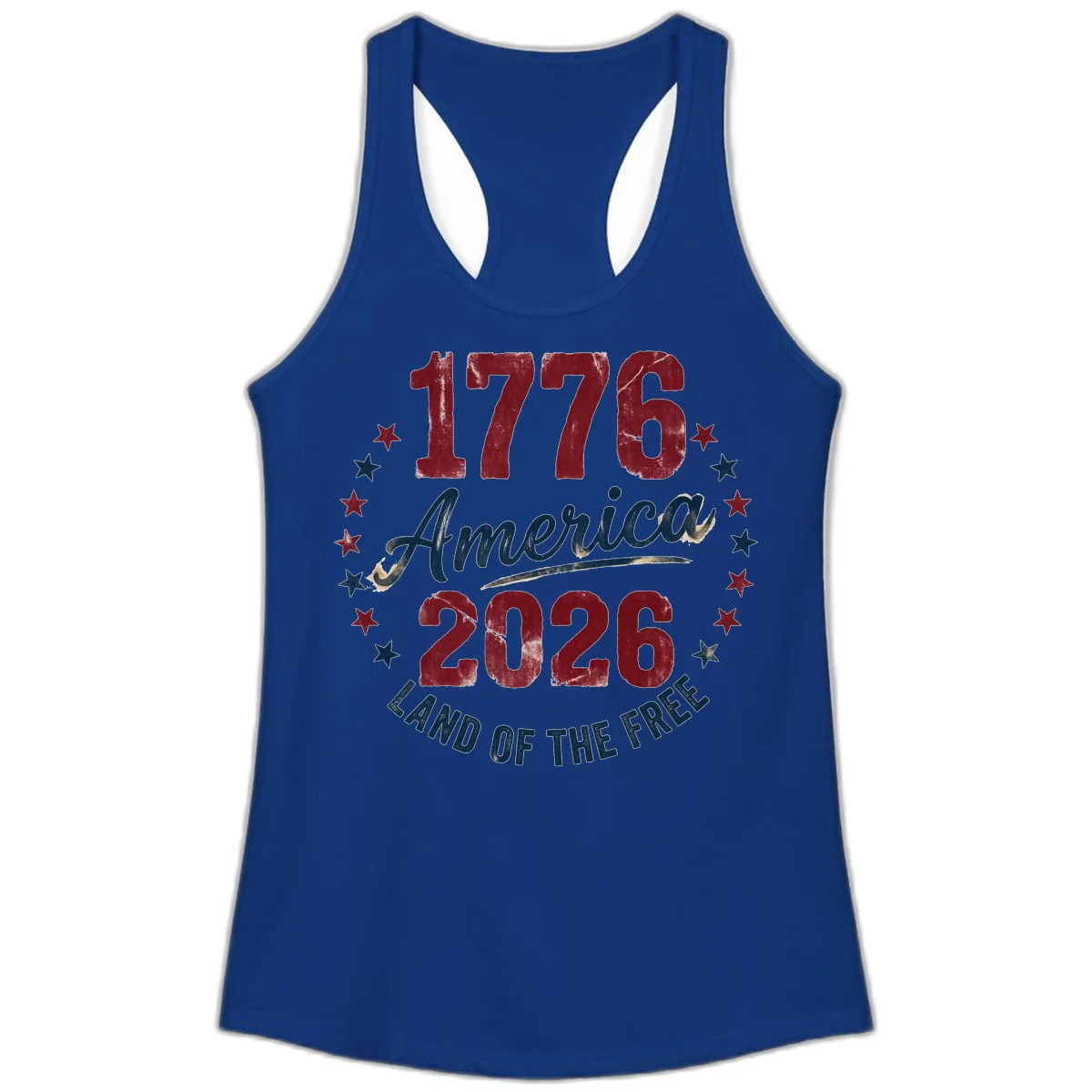 1776 America 2026 Ladies Tank in Solid Royal