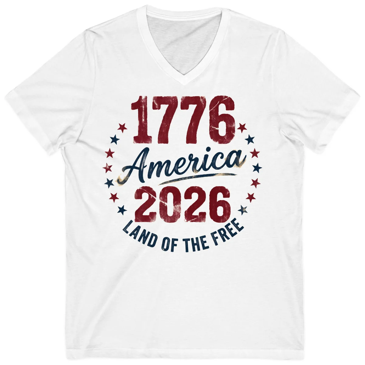 1776 America 2026 V-Neck in White