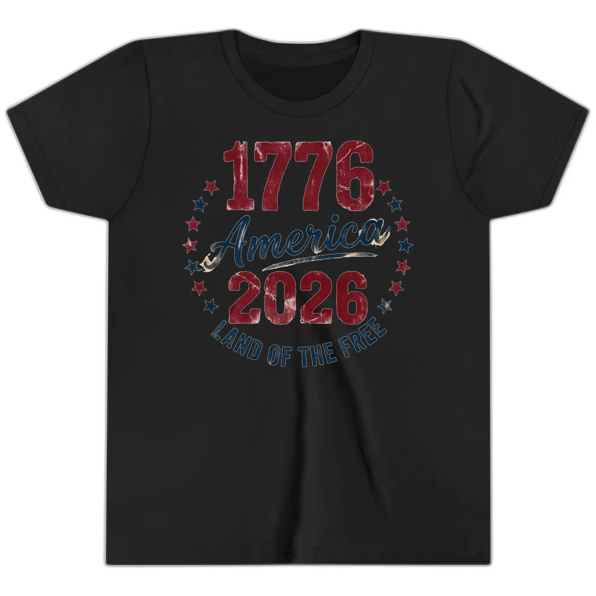 1776 America 2026 Youth T-Shirt in Black