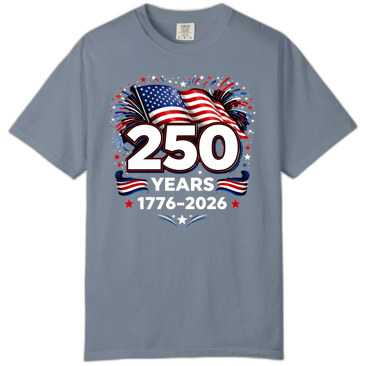 America's 250th Anniversary Celebration Design Comfort Color in Blue Jean