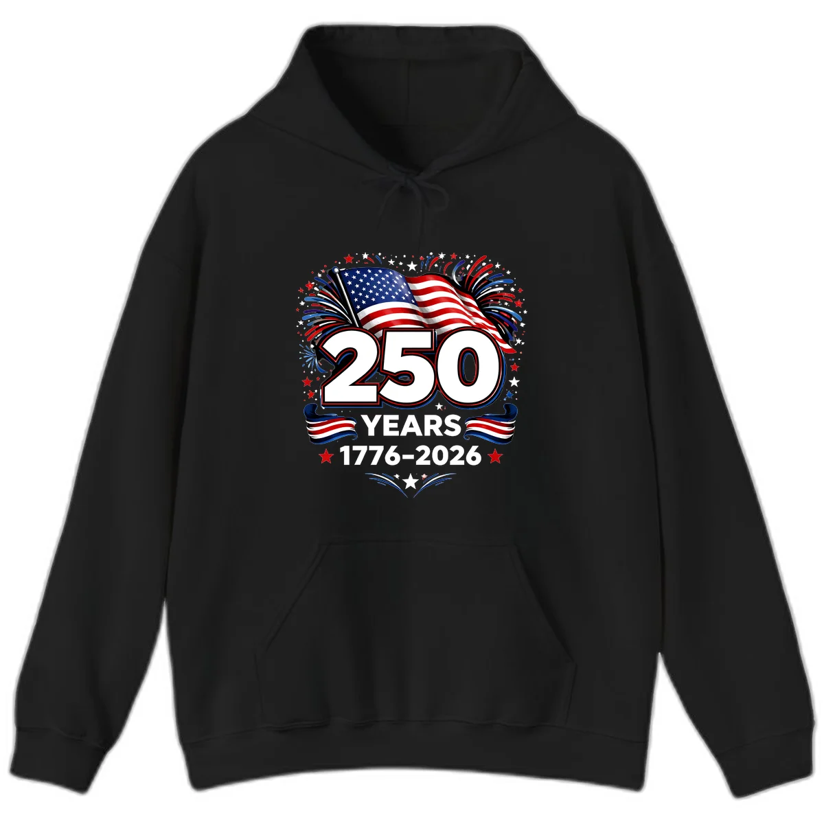 America's 250th Anniversary Celebration Design Hoodie in Black