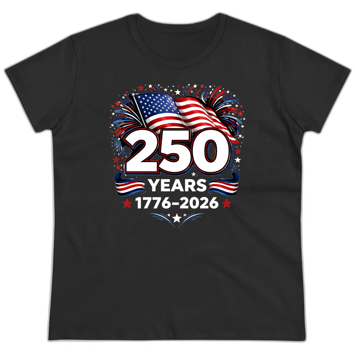 America's 250th Anniversary Celebration Design Ladies Tee in Black