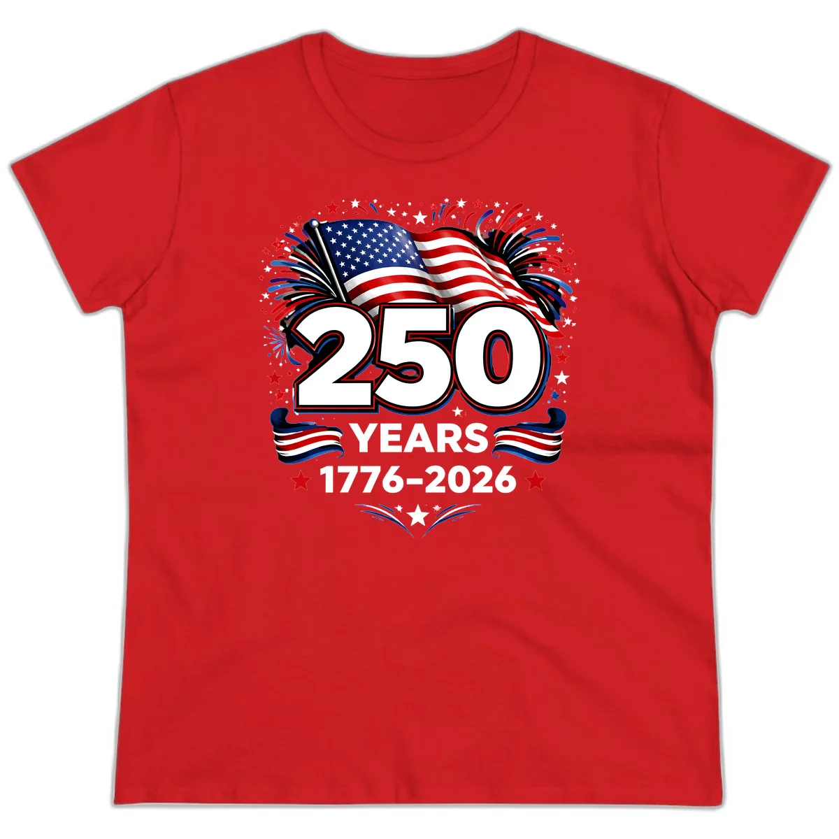 America's 250th Anniversary Celebration Design Ladies Tee in Red