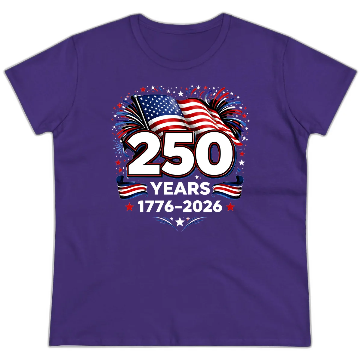 America's 250th Anniversary Celebration Design Ladies Tee in Purple