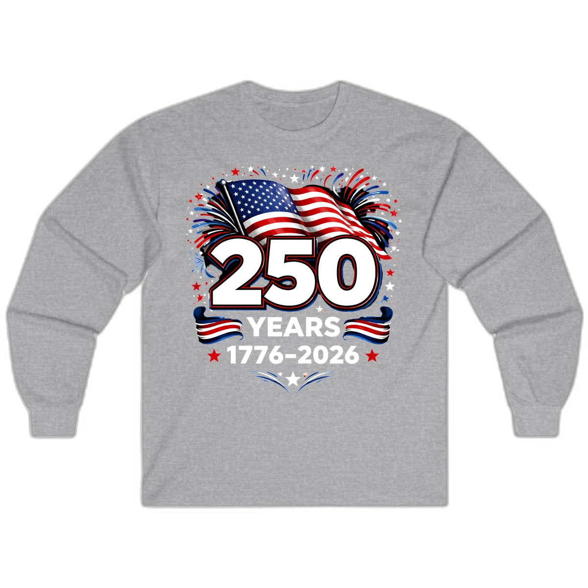 America's 250th Anniversary Celebration Design Long Sleeve in Sport Grey