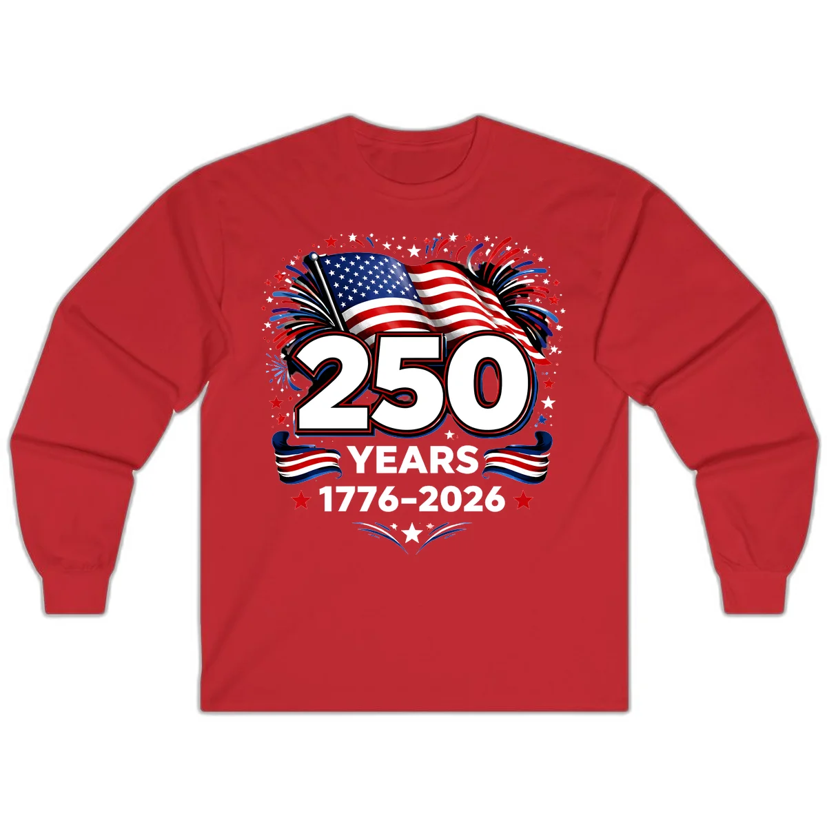 America's 250th Anniversary Celebration Design Long Sleeve in Red