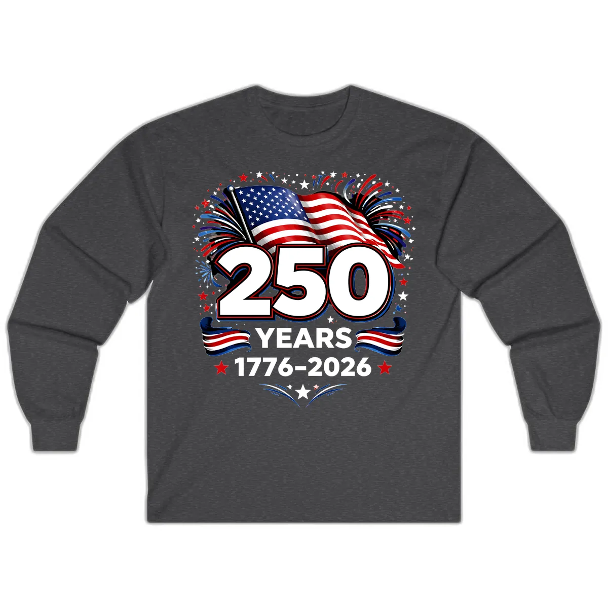America's 250th Anniversary Celebration Design Long Sleeve in Dark Heather