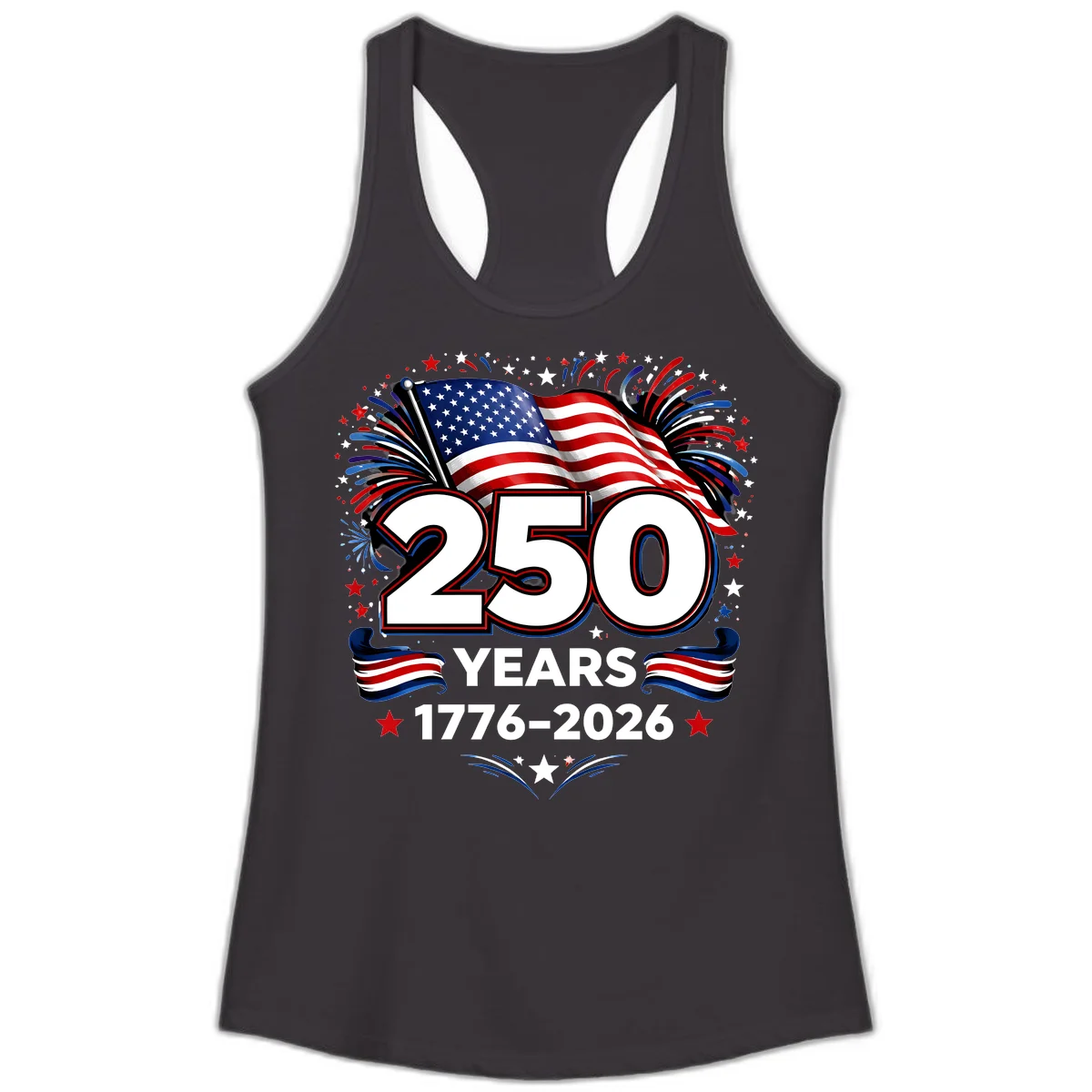 America's 250th Anniversary Celebration Design Ladies Tank in Black