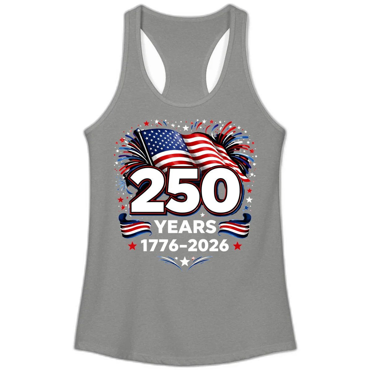 America's 250th Anniversary Celebration Design Ladies Tank in Heather Grey