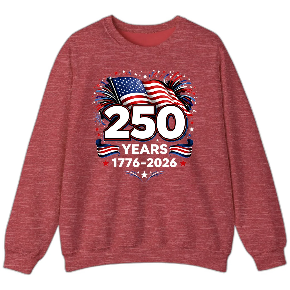 America's 250th Anniversary Celebration Design Sweatshirt in Heather Scarlet Red