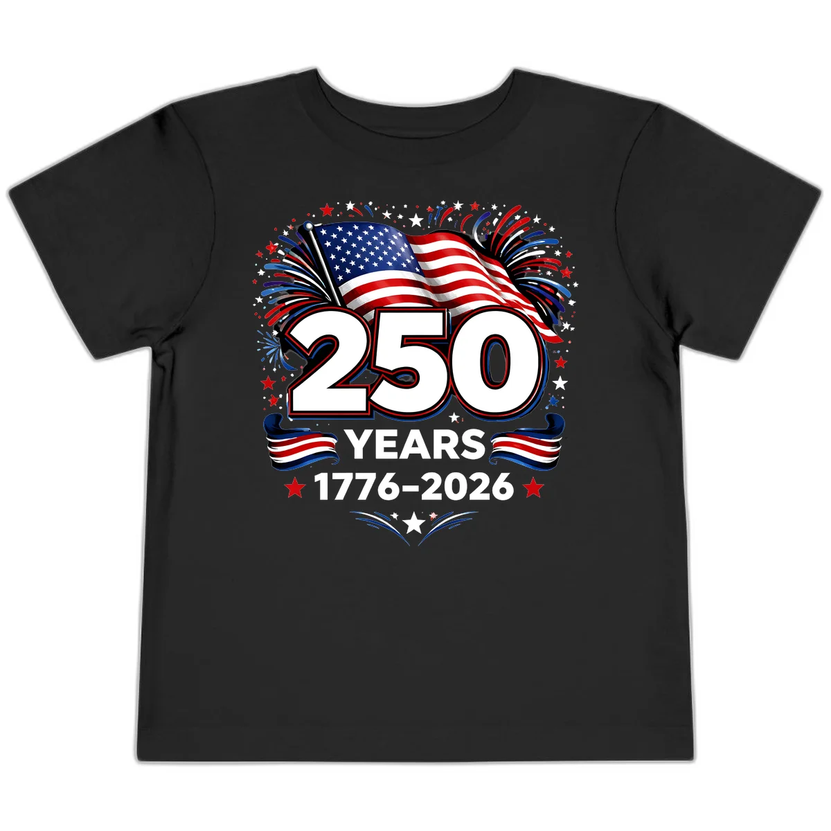 America's 250th Anniversary Celebration Design Toddler T-Shirt in Black