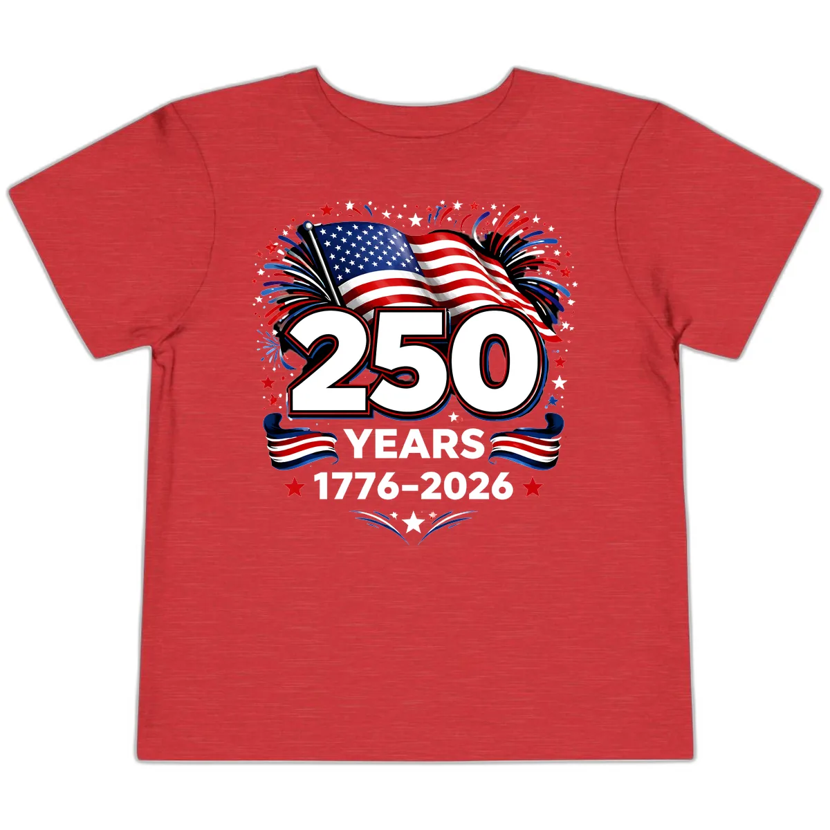 America's 250th Anniversary Celebration Design Toddler T-Shirt in Heather Red