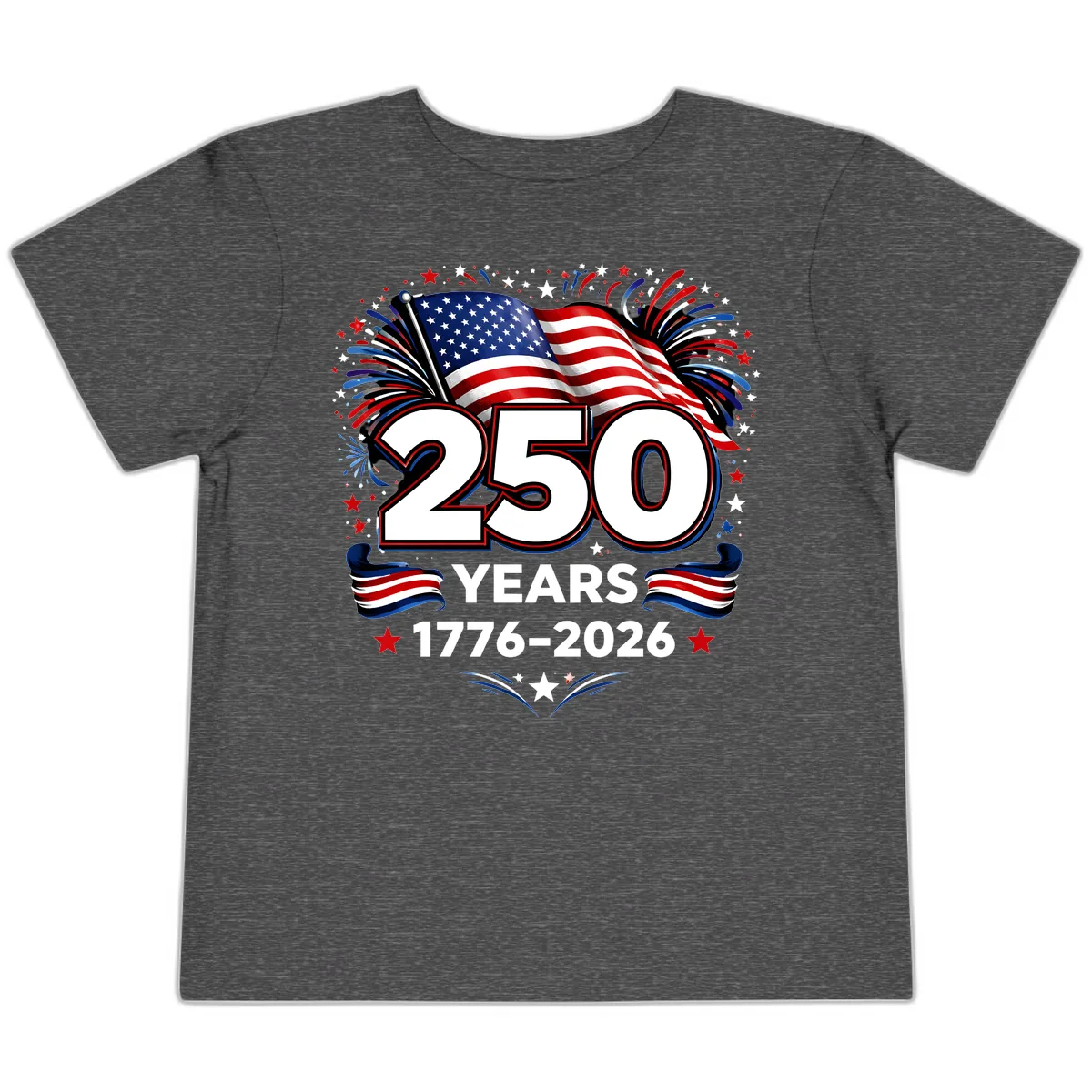 America's 250th Anniversary Celebration Design Toddler T-Shirt in Dark Heather Grey