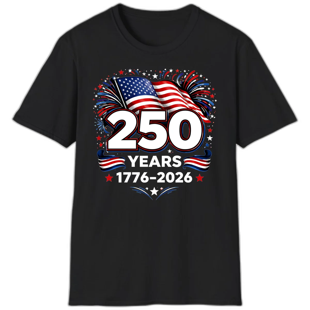 America's 250th Anniversary Celebration Design T-Shirt in Black
